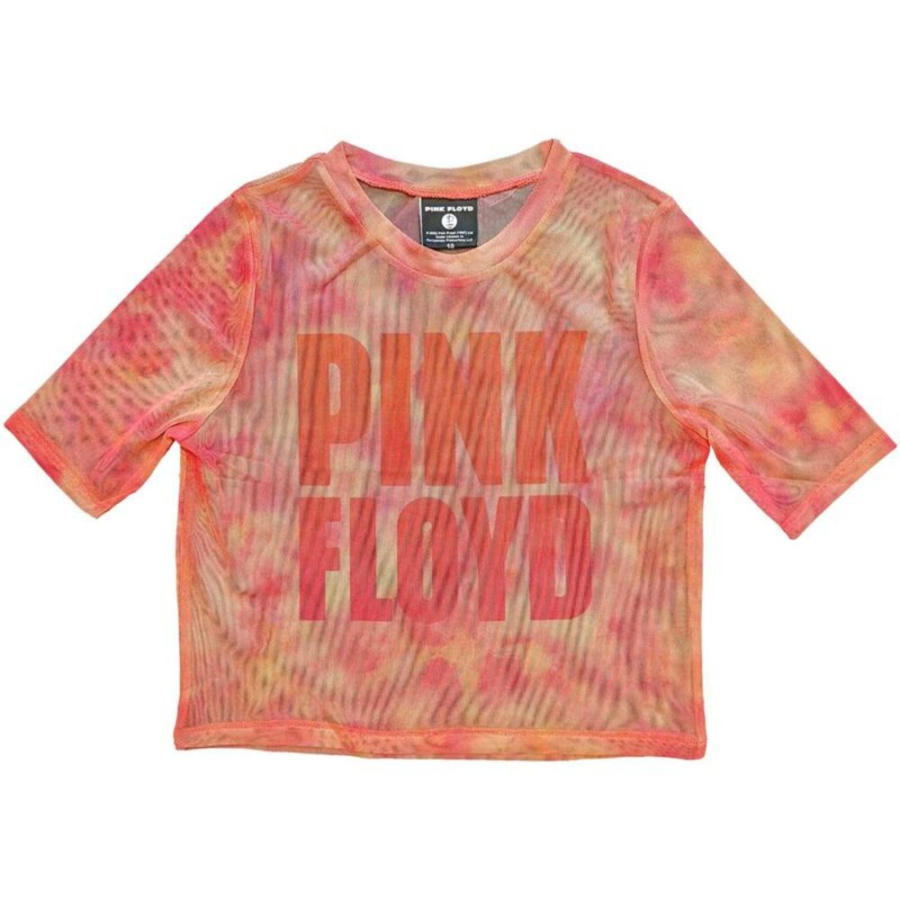Pink Floyd Womens/Ladies Stacked Logo Mesh Crop Top / Pink